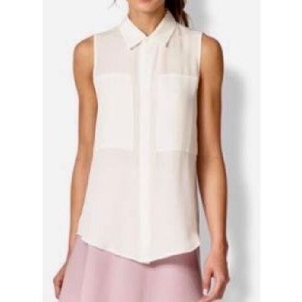 Theory Duria 100% Silk Loose Semi Sheer Sleeveless Blouse Size 0